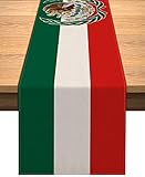 Vohado Mexico Independence Day Table Runner Viva Mexico Decoration Indoor Outdoor Party Home Kitchen Dining Room Decor (13' x 72')