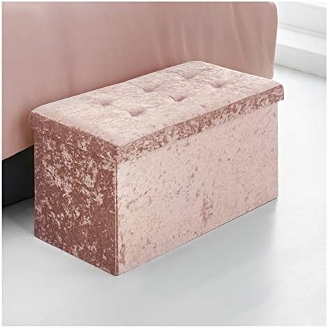 Blush Velvet Look Single Double Folding Storage Ottoman Box Seat (Large)