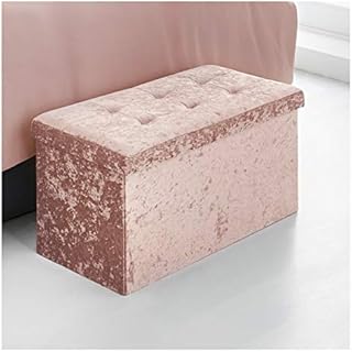 Blush Velvet Look Single Double Folding Storage Ottoman Box Seat (Large)