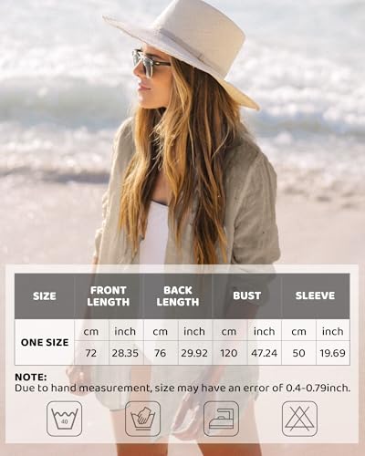 Image of CoCozy Bathing Suit Cover Ups for Women, Long Sleeve Swimwear Button Down Shirt Dress Swimsuit Bikini Beach Cover Up 2026,Khaki