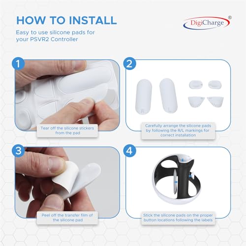 Digicharge Silikonowy uchwyt Sense Controller do PSVR 2, PS VR2 Akcesoria Silikonowe etui, Podkładki z uchwytem PlayStation VR 2, Miękki komfort, Antypoślizgowy, Anty-pot, (Biały)