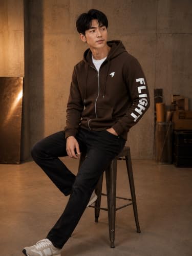 Image of Men's Graphic Zipper Hoodie | Full Sleeve Hooded with Kangaroo Pocket & Drawstring Hood | Casual Regular Fit for Winter, Travel & Everyday Wear