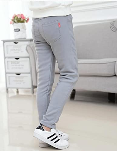 Kiench Girls' Fleece Lined Leggings with Pockets Knit Skinny Pants Pull on Jeggings4