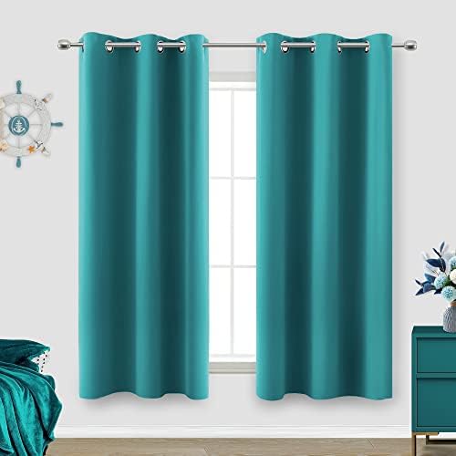 KOUFALL Sage Green Curtains 63 Inch Length for Bedroom 2 Panels Grommet Window Treatments Room Darkening Insulated Blackout Thermal Boho Drapes for Living Room Set Decor 52x63 Inches Long Light Green