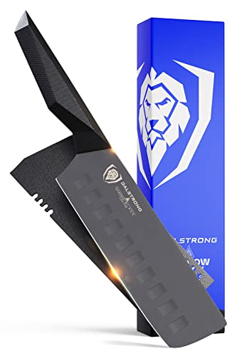 Dalstrong Nakiri Vegetable Knife - 7" - Shadow Black Series - Black Titanium Nitride Coated - High Carbon - 7Cr17Mov-X Vacuum Treated Steel - Sheath Included - Nsf Certified #TOP8