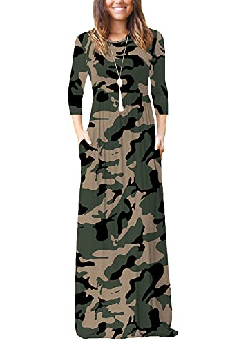 EUOVMY Women's Long Sleeve Flowy Maxi Dress