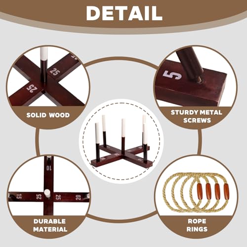 EMLRME Outdoor Yard Games, Ring Toss Games for Adults and Family, Wood Ring Toss Game for Backyard, Camping,Party — view 2