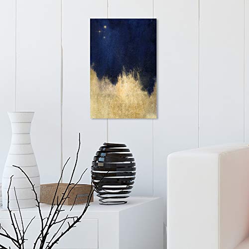 The Oliver Gal Artist Co Abstract Night Sky, Modern Canvas Wall Art Print, Stars At Midnight Bedroom, Blue, Gold #TOP4