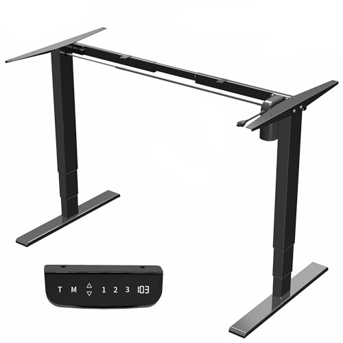 VIVO Electric Stand Up Desk Frame Workstation with Memory Touch Pad, Single Motor Ergonomic Standing Height Adjustable Base, Black, DESK-V102E