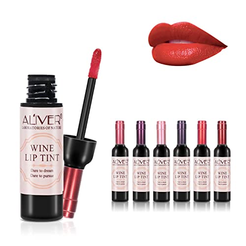 Elaimei 6 Colors/Set Wine Lip Tint, Wine Lipstick, Matte Long Lasting Waterproof Lip Tint Set, Wine Lip Gloss Set Make Up Gloss Matte Lip Stain #TOP23
