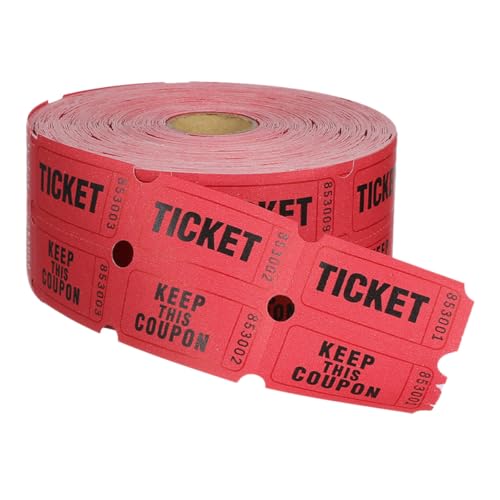 Tickets de rifa en rollo con 2000 boletos rojos de alta visibilidad para un control rápido