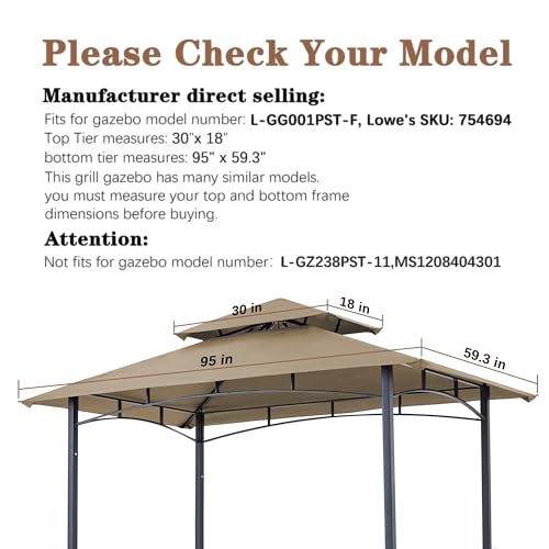 image for SCOCANOPY Khaki Replacement Canopy Grill BBQ Gazebo Roof Top, for Gaze