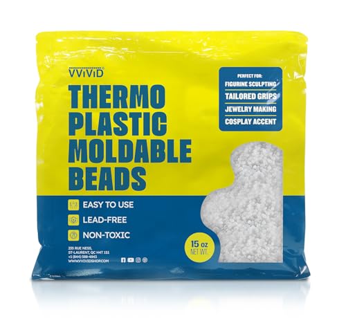 VViViD Thermoplastic Moldable Beads (15oz) Meltable Thermal Polymorph Plastic Pellets for Modeling Crafts DIY Cosplay Sculpting and Temporary Repair
