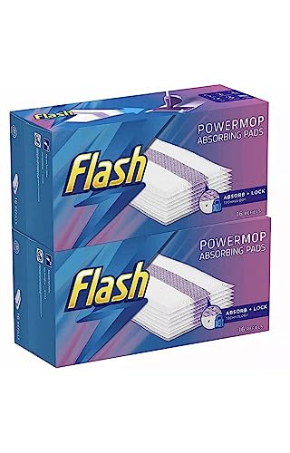 Flash Power Mop Refills with 16 Pads Floor Absorbing Pads (2)