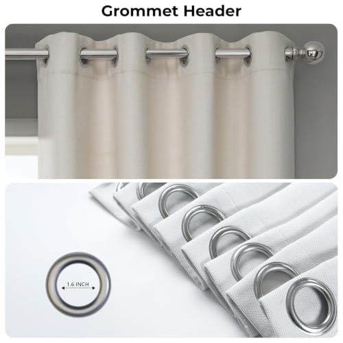 Image of HPD Half Price Drapes Grommet Linen Curtains 96 Inches Long Room Darkening Curtains for Bedroom & Living Room (1 Panel), 50W x 96L, Birch