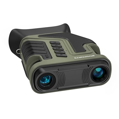 Image of WOSPORTS 4K Night Vision Goggles - 10X Optical & 8X Digital Zoom, 1315FT Infrared Range, Rechargeable 5000mAh Battery, IPX Waterproof, Ideal for Camping, Army Green