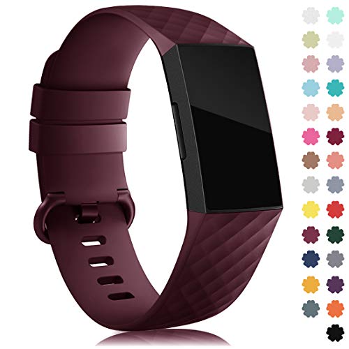 Gogoings Correa Compatible para Fitbit Charge 3/Charge 4 Mujer Hombre, Silicona Sport Pulsera de Recambio Straps Compatible con Charge 3 SE, Pequeño Grande