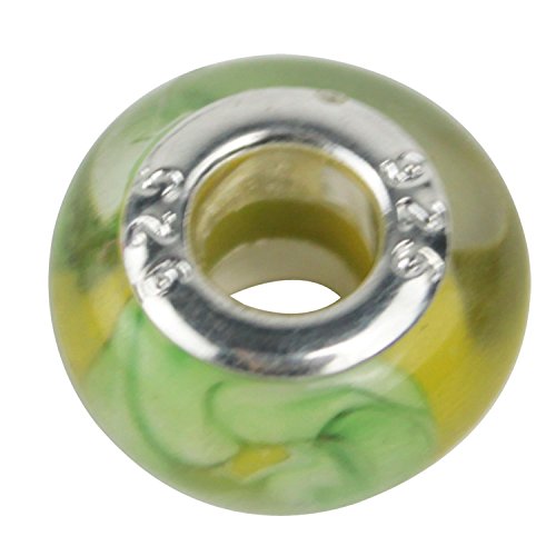 TheBeadsFactory 100pc Lot [PREMIUM Silver Lampwork Murano Glass European Mix Beads with SINGLE CORE - Compatible with Pandora, Chamilia, Troll, Biagi