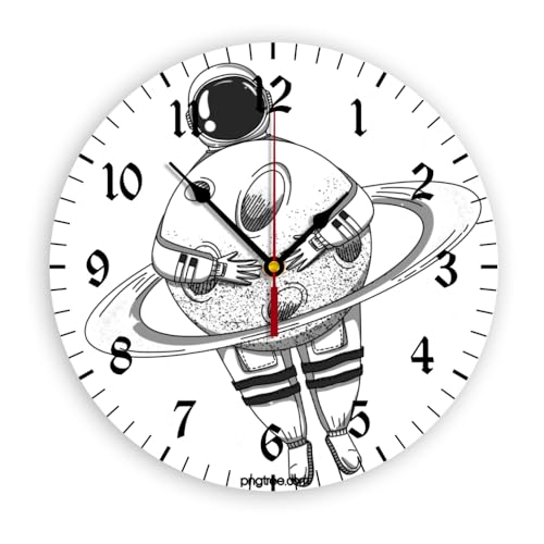 Start to Create Reloj De Pared Redondo con Foto Personalizada, Silencioso, De PVC, con Imagen Y Texto, De Madera, Ideal como Recuerdo. (Reloj De Pared Redondo con Foto Personalizada)