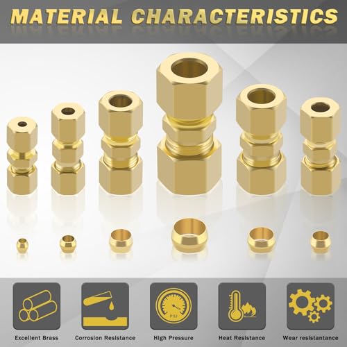 Taiidaues 46Pcs Brass Compression Tube Pipe Fittings Assortment Kit thumb #3