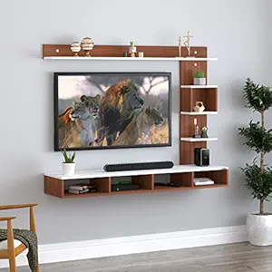Anikaa Joan Engineered Wood Wall Mount TV Unit/TV Stand/TV Cabinet/TV Entertainment Unit/Set Top Box Stand (Walnut White) (Ideal for 43 Inch)(D.I.Y)