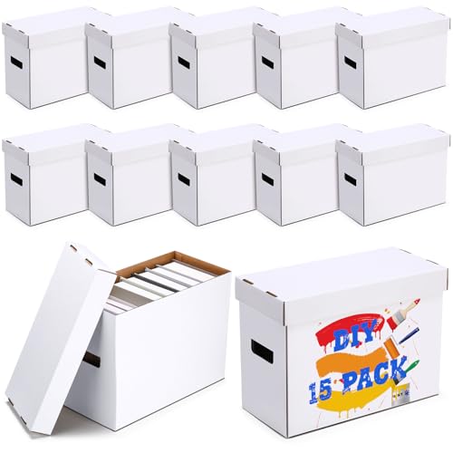 Fuyoooo 15 Pack White Comic Book Storage Boxes