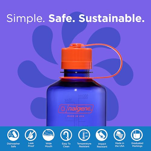 Image of Nalgene Narrow Mouth Water Bottle, Periwinkle, 16 Ounces (Pack of 6)