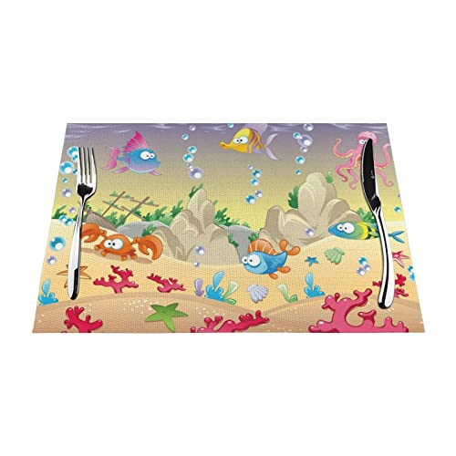 Set de table animaux marins finition durable napperon de table résistant chaleur et lavable - 2