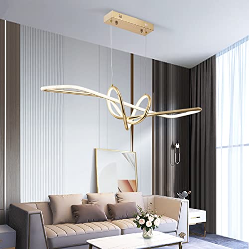 Suspendu LED moderne argenté de 34 pouces avec télécommande pour îlot de cuisine