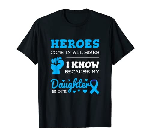 T1D Awareness Daughter Hero Diabetic Blue Ribbon Support T1D Camiseta