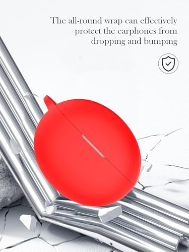Image of Reiox Soft Silicone Protactive Case Cover Compitable for Oneplus Nord Buds 3 | 3 Pro (Red)