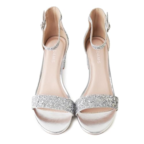 J. Adams Daisy Heeled Sandals - Ankle Strap Low Block, Open Toe Dress Pumps, Chunky Heels - Dressy Shoes for Women - Bridal, Wedding, Summer Sandals3