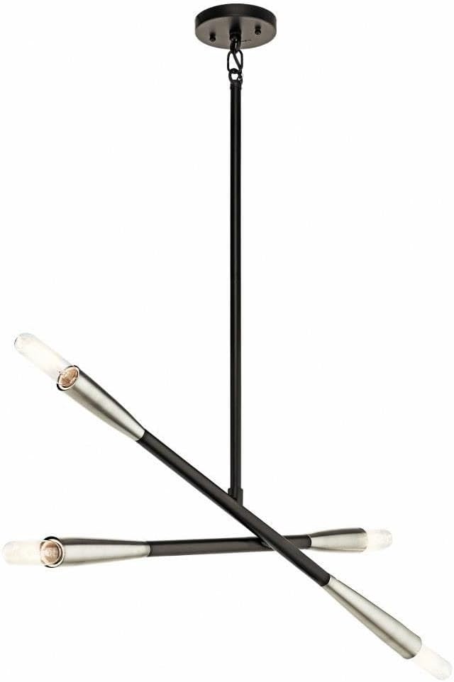 Kichler 43794BK Contemporary Modern Four Light Chandelier from Branches Collection in Black Finish, 33.50 inches