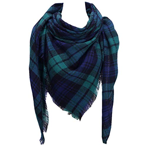 XNN Women's Fall Winter Triangle Scarf Classic Tassel Plaid Scarves Warm Soft Chunky Large Blanket Wrap Shawl Scarves