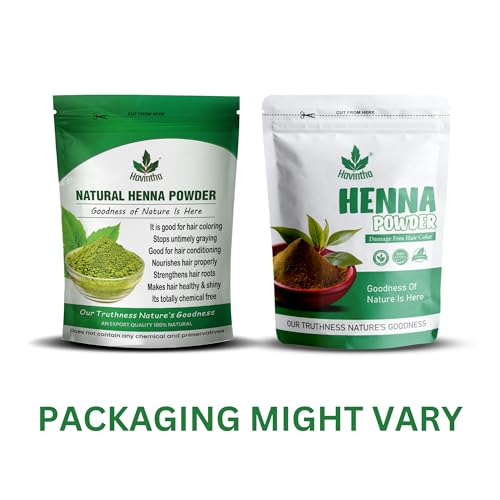 Image of Havintha Natural Henna Powder for Hair Color | 100% Natural Hair Dye | Shiny, Smoothning, Hair Growth, Deep Conditioning, Frizzy Damaged Hair Powder- Lawsonia Inermis - 200gm