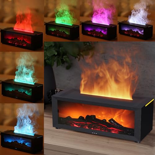 Airmpa Flammen Aroma Diffuser, Duftöl Diffusor ätherische öle mit LED Kamin, Luftbefeuchter mit Fernbedienung, und 7 Arten LED Lichtfarben mit Timer, Perfekt für Zuhause Büro Schlafzimmer (Schwarz) Airmpa Flammen Aroma Diffuser, Duftöl Diffusor ätherische öle mit LED Kamin, Luftbefeuchter mit Fernbedienung, und 7 Arten LED Lichtfarben mit Timer, Perfekt für Zuhause Büro Schlafzimmer (Schwarz)