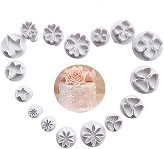 VONUOBEY 16 Pieces Fondant Plunger Cutters Daisy/Hydrangea/Five-petaled Flowers/Maple Leaves Fondant Molds Sugarcraft Cake DIY Decorating Tools Cookie Cutters