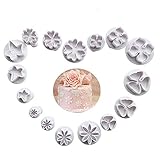 Vienen con 16 cortadores de fondant en total, incluyendo 4 margaritas, 3 hortensias, 3 flores de cinco pétalos en forma de corazón, 3 tréboles y 3 hojas de arce.