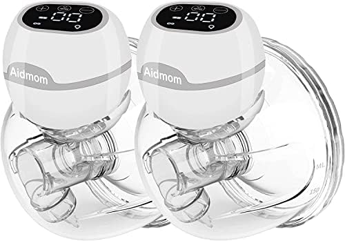 Aidmom Breast Pumps with Touch Screen Plus 3 Modes & 9 Levels, Wearable Breast Pump Portable Hands Free, Wearable Pumps for Breastfeeding Low Noise with Memory Function, 19mm 21mm 24mm 28mm Flanges