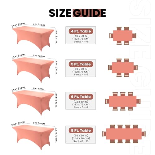 Image of Utopia Kitchen Spandex Tablecloth 1 Pack [6FT, Coral] Tight, Fitted, Washable and Wrinkle Resistant Stretch Rectangular Patio Table Cover for Event, Wedding, Banquet & Parties [72Lx30Wx30H Inch]