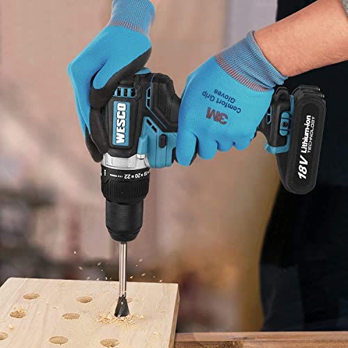 WESCO Bürstenloser Akkuschrauber Akkubohrer 18V Akku Bohrer Schrauber Bohrschrauber Brushless Drill Driver Set Drehmoment-Aufsatz 18 Bits Bit Bohrer 60Nm Max Drehmoment Stufen 22+1+1 Akku Ladegerät – Bild 3