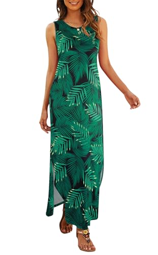 Image of Hount Women's Casual Summer Sleeveless Dress Loose Split Maxi Dresses with Pockets