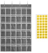 SAVERHO 36 Clear Pockets Classroom Pocket Chart for Cell Phones and Calculator Holder, Pocket Cha...