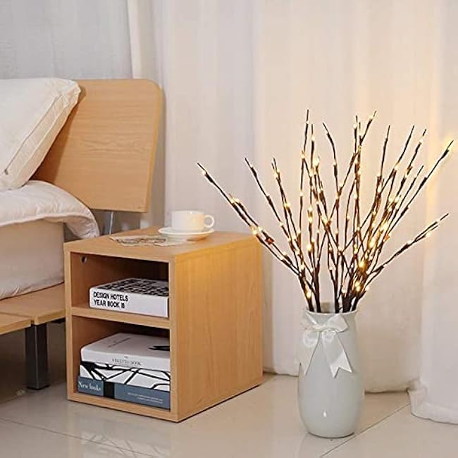 Vanthylit Set of 2 3PK 30 Brown Lighted Twig Stakes 120 Warm White Pathway Light for Outdoor and Indoor (Vase Excluded)