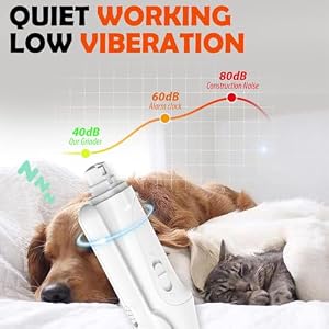 Dog Nail Grinder and Clipper with Quick Sensor- New 2 in 1 Pet Nail Trimmer for Dogs and Cats, Strong and Quiet Low Vibration Electric Nail Grinder Rechargeable Small Medium Large Breed