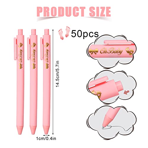 Stylos à bille de douche de bébé rétractables roses pour dragées et fêtes - 2