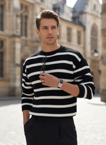 Image of Pivl Men's Winter Round Neck Striped Sweater