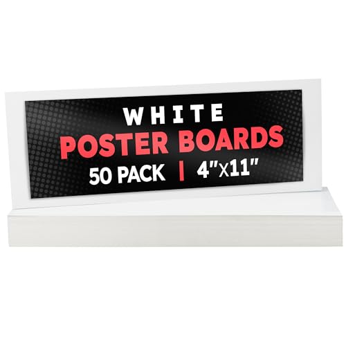Image of Hygloss Small Poster Board 4x11 - 50 Count Bulk Pack - 10 Pt. Thickness White Poster Board Paper for Projects, Presentations, Displays, Signs, Crafts - Blank Posterboard Multipack 4 inch x 11 inch