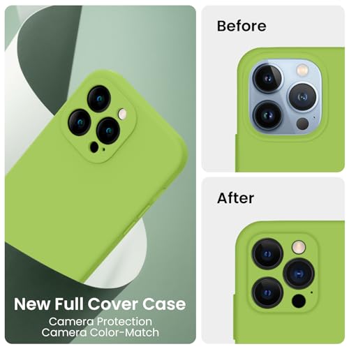 Image of FireNova Designed for iPhone 13 Pro Max Case, Silicone [Camera Protection] Phone Case, Soft Anti-Scratch Microfiber Lining Inside, 6.7 inch, Sprout Green