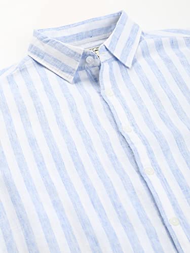 Image of Dennis Lingo Men's Striped Slim Fit Casual Shirt for Men with Spread Collar